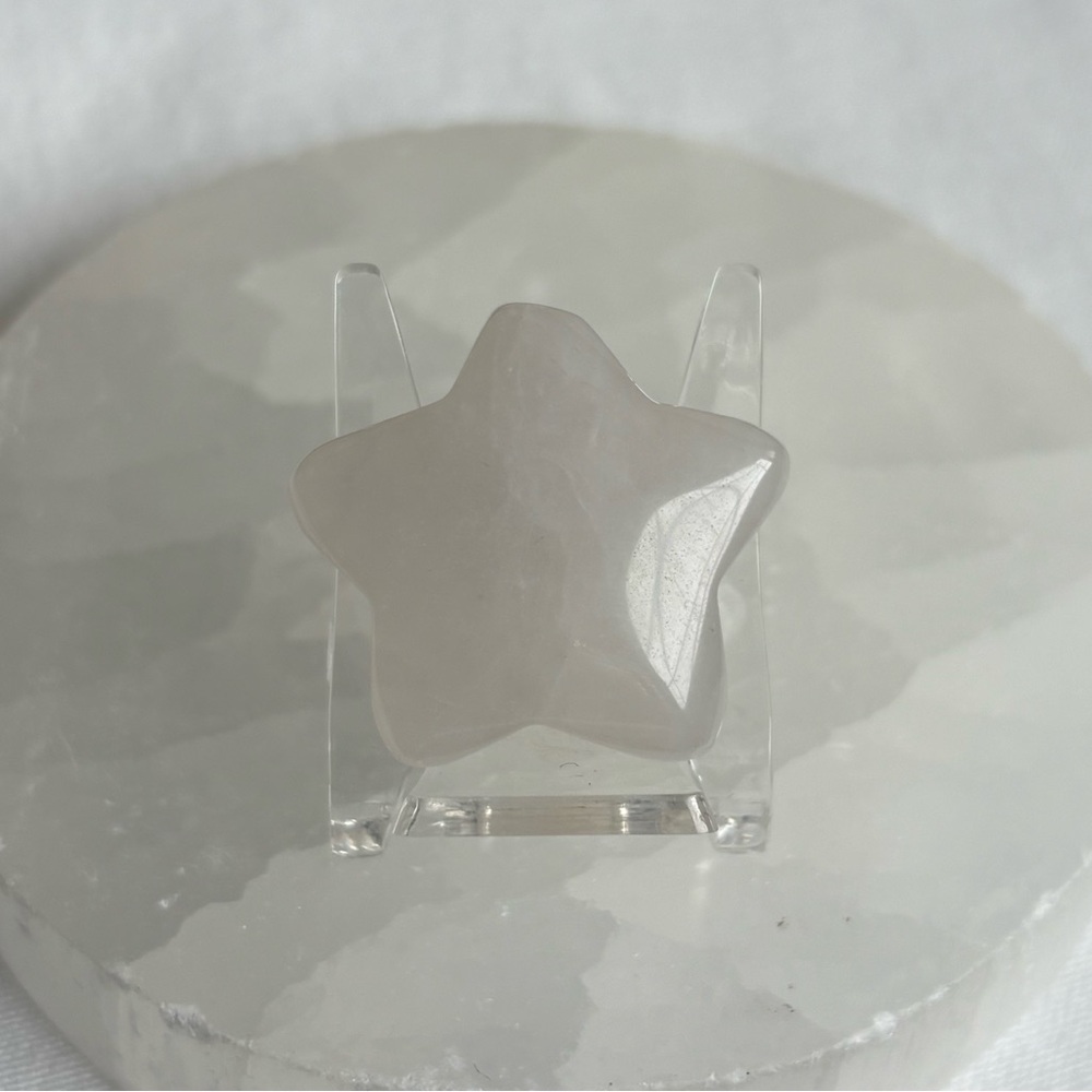 Rose quartz crystal star carving